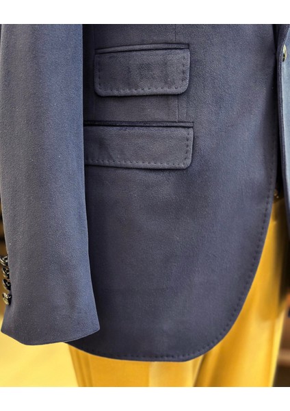 Terziademaltun Italyan Stil Mono Yaka Kadife Erkek Tek Ceket Lacivert T11046 fırsatları