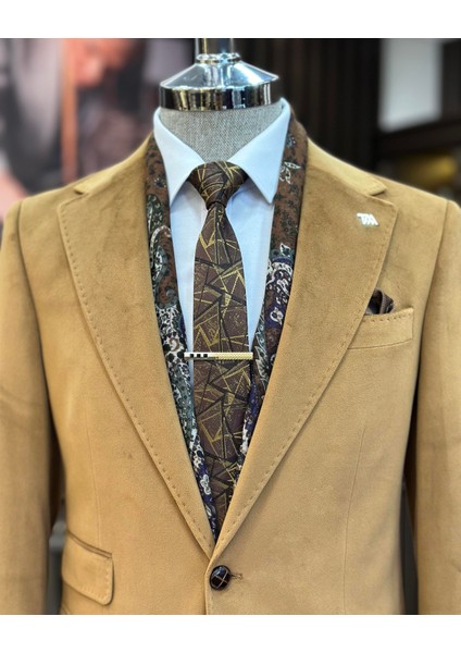 Terziademaltun Italyan Stil Kadife Erkek Tek Ceket Camel T11040 fiyatları