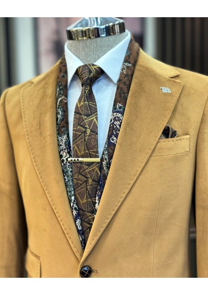 Terziademaltun Italyan Stil Kadife Erkek Tek Ceket Camel T11040 indirimleri