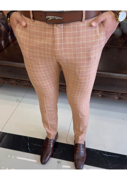 İtalyan stil slim fit erkek kumaş pantolon Turuncu T7750 fiyatları