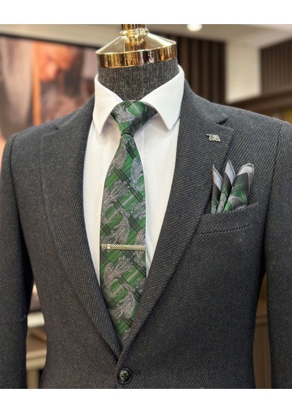 Terziademaltun Italyan Stil Slim Fit Mono Yaka Kaşe Erkek Ceket Yeşil T10923 modelleri