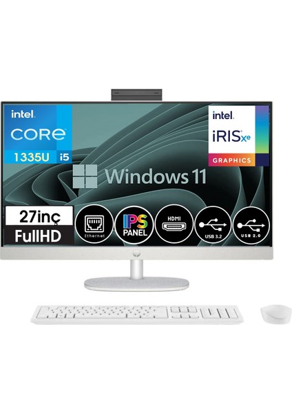 All-In-One 27-CR0007NTT Intel® Core™ I5-1335U 16GB 1tb SSD 27" Fhd IPS WINDOWS11PRO All In One Bilgisayar 8898B7EAW11+ZETTAUSBBELLEK