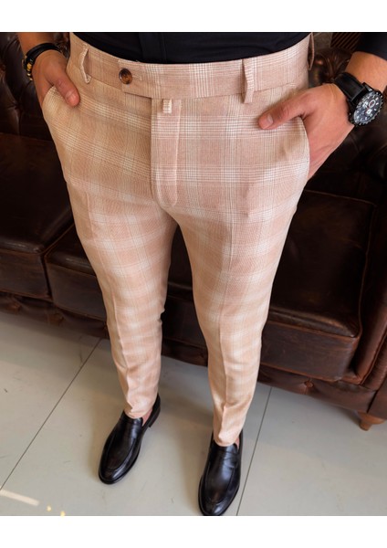 İtalyan stil slim fit erkek kumaş pantolon Turuncu T7745 modelleri