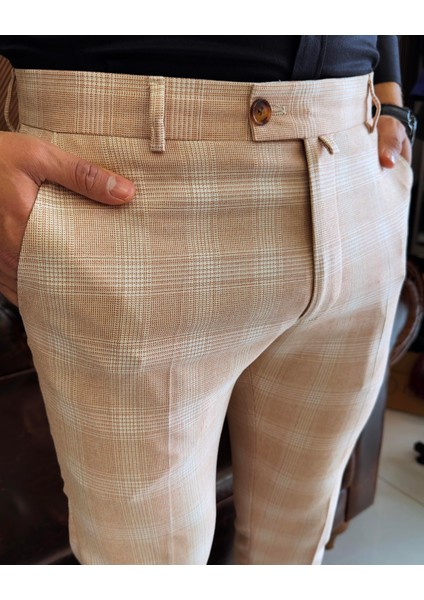 İtalyan stil slim fit erkek kumaş pantolon Turuncu T7745 fırsatları