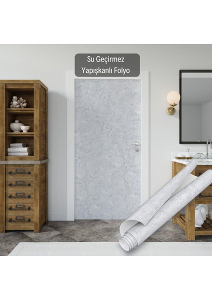 Açık Gri Mermer Desenli Yapışkanlı Folyo, Mutfak, Tezgah, Masa, Dolap Kaplama Folyosu, Isıya Dayanıklı, Su Geçirmez, Yapışkan Folyolar, Sticker, Büyük Ebatlı, Dekoros modelleri