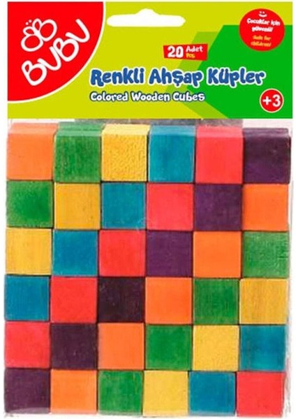 Ahşap Küpler Renkli 20 Parça -HS0032