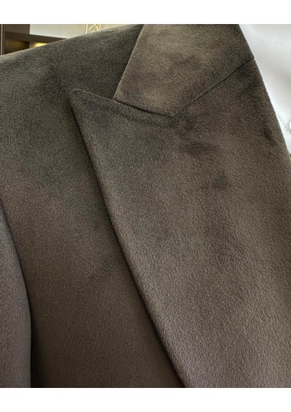 İtalyan stil kadife kruvaze erkek tek ceket kahverengi T11033 modelleri