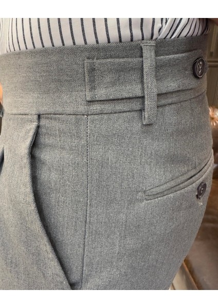 Italyan Stil Slim Fit Erkek Pileli Kumaş Pantolon Antrasit T8849 fiyatları