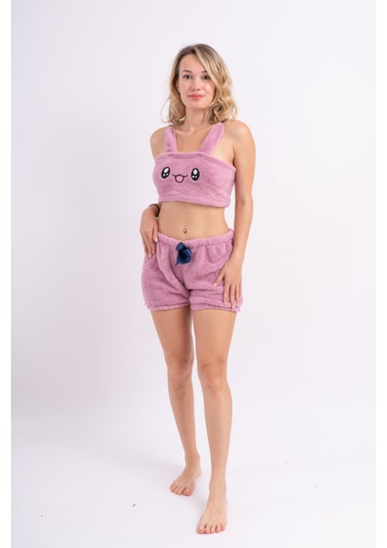 Welsoft Peluş Ayarlanabilir Askılı Ikili Pijama Büstiyer Takım