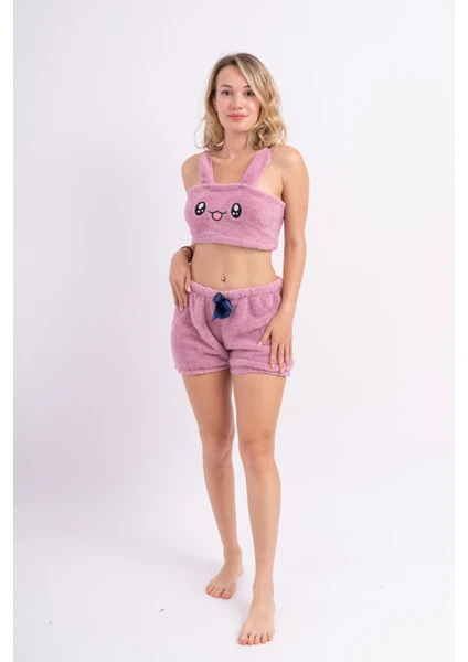 Sweet's Collection Welsoft Peluş Ayarlanabilir Askılı Ikili Pijama Büstiyer Takım