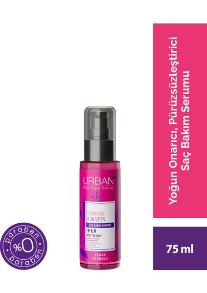 URBAN Care Intense Keratin Aşırı Yıpranmış Saçlara Özel Saç Bakım Serumu-Vegan-UV Koruma-75 ml