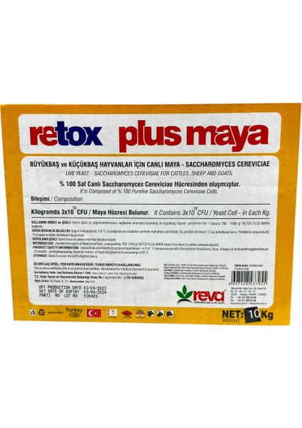 Retox Plus Canlılık Oranı Yüksek Saf Maya Vakumlu 10 Kg