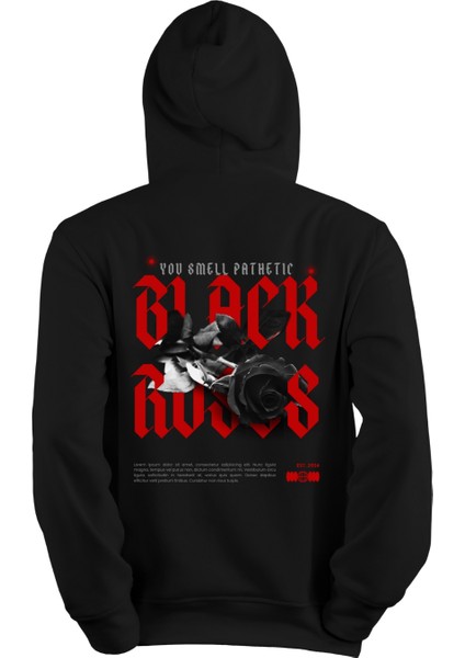 Unısex Black Roses Baskılı Oversıze Sweatshırt