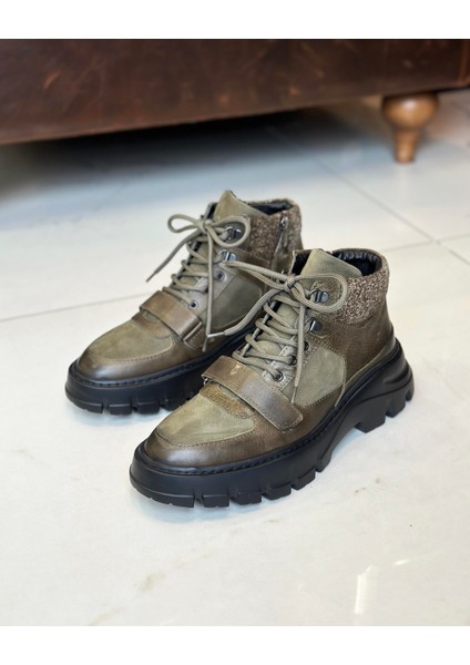 Terziademaltun Italyan Stil Iç Dış Deri Erkek Bot Haki T11268