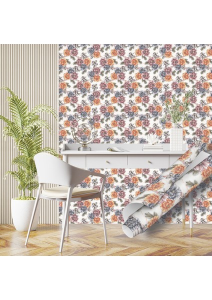 Renkli Çiçek Desenli Yapışkanlı Folyo, Mutfak, Tezgah, Masa, Dolap Kaplama Folyosu, Isıya Dayanıklı, Su Geçirmez, Yapışkan Folyolar, Sticker, Büyük Ebatlı indirimleri