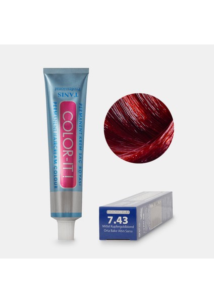 Kalıcı Saç Boyası Color-It 7.43 Orta Bakır Altın Sarısı