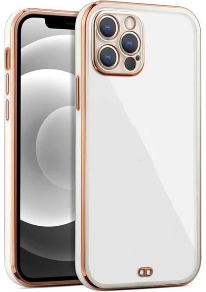 iPhone 12 Pro Max Arka Kapak Kılıf Beyaz Kenarlı Rose