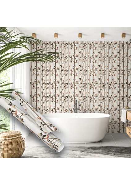 Kahve Tonlarda Yaprak Desenli Yapışkanlı Folyo, Mutfak, Tezgah, Masa, Dolap Kaplama Folyosu, Isıya Dayanıklı, Su Geçirmez, Yapışkan Folyolar, Sticker, Büyük Ebatlı fırsatları