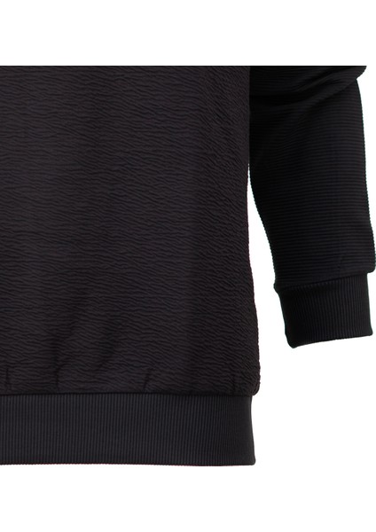 Erkek Mevsimlik Doğal Pamuklu Şık Sweatshirt Bisiklet Yaka Panolu Uzun Kollu Rahat Kesim Tam Kalıp