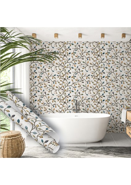 Açık Renkli Yaprak Desenli Yapışkanlı Folyo, Mutfak, Tezgah, Masa, Dolap Kaplama Folyosu, Isıya Dayanıklı, Su Geçirmez, Yapışkan Folyolar, Sticker, Büyük Ebatlı fırsatları