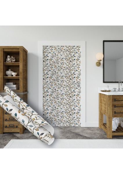 Açık Renkli Yaprak Desenli Yapışkanlı Folyo, Mutfak, Tezgah, Masa, Dolap Kaplama Folyosu, Isıya Dayanıklı, Su Geçirmez, Yapışkan Folyolar, Sticker, Büyük Ebatlı indirimleri