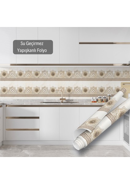 Bej Fayans Görünümlü Yapışkanlı Folyo, Mutfak, Tezgah, Masa, Dolap Kaplama Folyosu, Isıya Dayanıklı, Su Geçirmez, Yapışkan Folyolar, Sticker, Büyük Ebatlı, Dekoros fırsatları