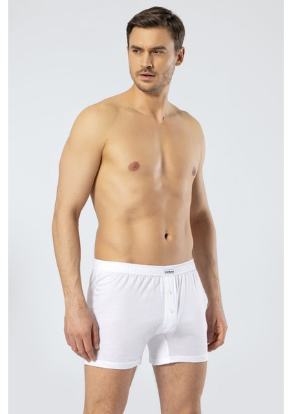 Süprem Dokuma Beyaz Klasik Erkek Boxer %50 Modal %50 Pamuk