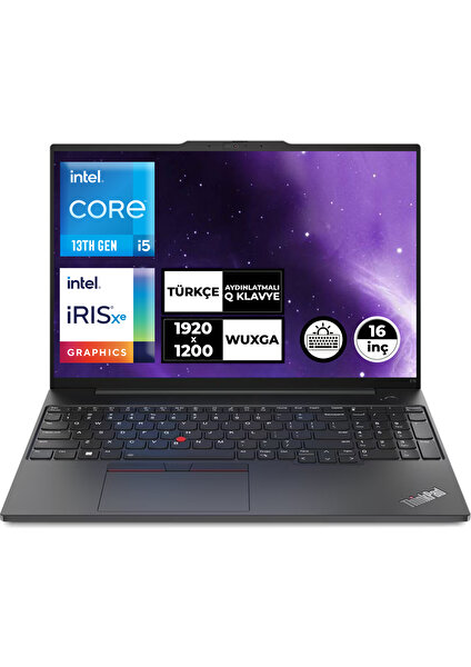 Thinkpad E16 Gen 1 I5-1335U 40GB 1TB+512GB SSD 16" Wuxga Windows 11 Pro Taşınabilir Bilgisayar 21JN00BCTX027