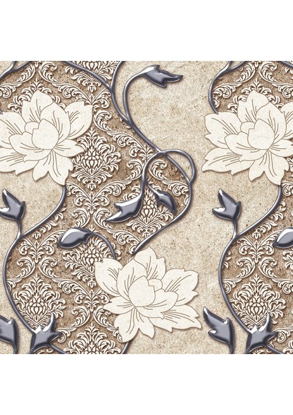 Bej Çiçek Desenli Yapışkanlı Folyo, Mutfak, Tezgah, Masa, Dolap Kaplama Folyosu, Isıya Dayanıklı, Su Geçirmez, Yapışkan Folyolar, Sticker, Büyük Ebatlı