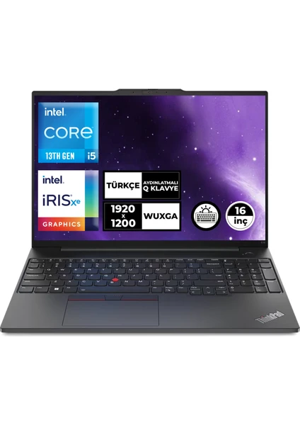 Thinkpad E16 Gen 1 I5-1335U 16GB 512GB SSD 16" Wuxga Windows 11 Pro Taşınabilir Bilgisayar 21JN00BCTX017