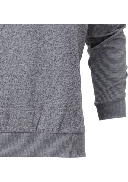 Erkek Mevsimlik Doğal Pamuklu Şık Sweatshirt Bisiklet Yaka Panolu Uzun Kollu Rahat Kesim Tam Kalıp indirimleri