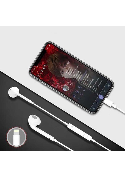 Apple Iphone Için Lightning Kablolu Kulaklık Gecikme ve Gürültü Önleyici, Güçlü Bass ve Ses Kalitesi