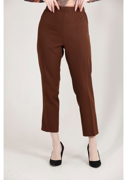 1005 Kahve Havuç Paça Beli Lastikli Dokuma Kadın Pantolon indirimleri