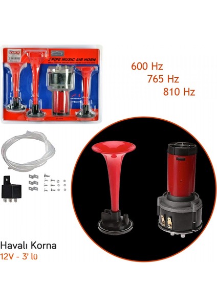 12V Havalı Korna 3 Lü Motorlu BR2751514