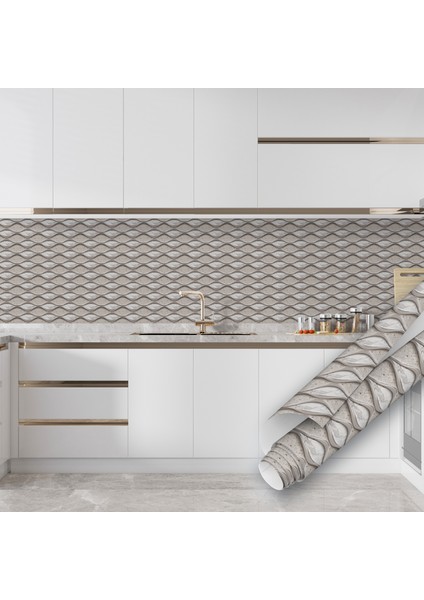 Açık Kahverengi Fayans Görünümlü Yapışkanlı Folyo, Mutfak, Tezgah, Masa, Dolap Kaplama Folyosu, Isıya Dayanıklı, Su Geçirmez, Yapışkan Folyolar, Sticker, Büyük Ebatlı, Dekoros modelleri