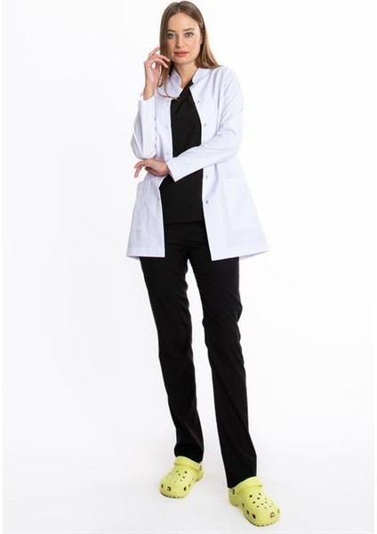 Kadın Hakim Yaka, Uzun Kol, Tunik Boy Beyaz Laboratuvar Önlüğü , Öğretmen Önlüğü , Doktor Önlüğü