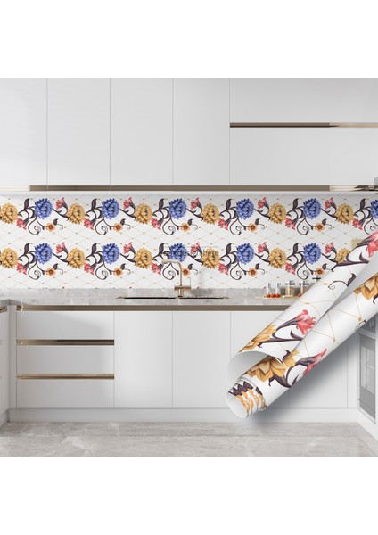 Sarı Mor Çiçek Desenli Desenli Yapışkanlı Folyo, Mutfak, Tezgah, Masa, Dolap Kaplama Folyosu, Isıya Dayanıklı, Su Geçirmez, Yapışkan Folyolar, Sticker, Büyük Ebatlı, Dekoros modelleri