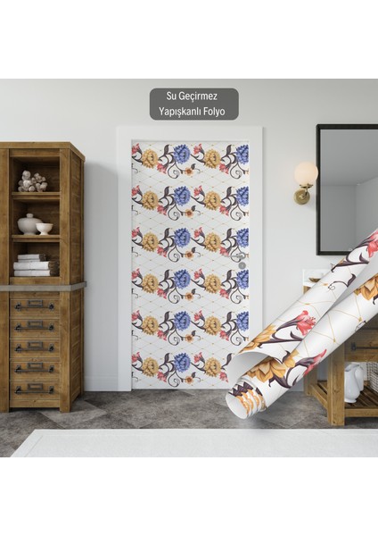 Sarı Mor Çiçek Desenli Desenli Yapışkanlı Folyo, Mutfak, Tezgah, Masa, Dolap Kaplama Folyosu, Isıya Dayanıklı, Su Geçirmez, Yapışkan Folyolar, Sticker, Büyük Ebatlı, Dekoros indirimleri