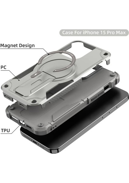 iPhone 15 Pro Max Uyumlu Magsafe Özellikli Stand Olabilen Lüx Tank Kılıf fiyatları