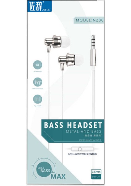 Doğal Ses Yüksek Kaliteli Hd Stereo Ses Teknolojisi Extra Bass 3.5mm Aux Jack Kablolu Kulaklık Siyah