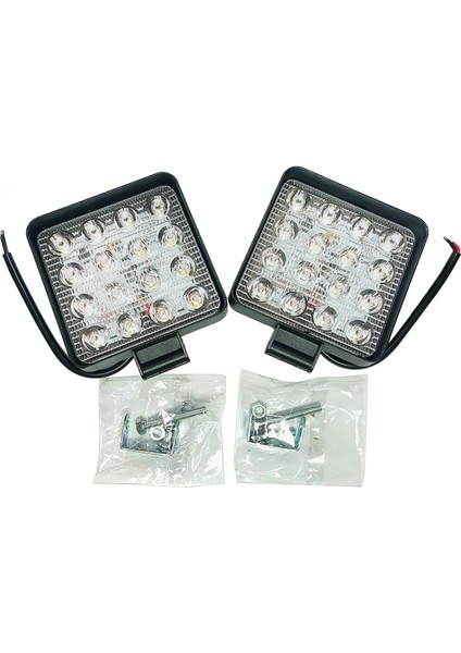 Offroad Sis Lambası 16 LED Beyaz Renk Tepe Lambası - Çalışma Lambası 2'li Takım