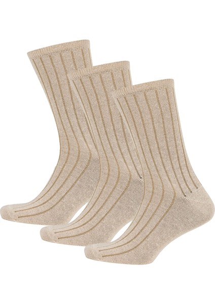 Bambu Asker Çorap Bej 3'lü Paket