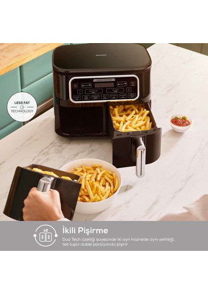 Aır Pro Cook Duo Köz Xxxl 4+4 Litre Airfryer Iconic Beige 8 Kişilik