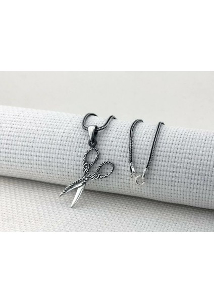 925 Ayar Gümüş Makas Tasarımlı El Işlemeli Erkek Kolye fiyatları