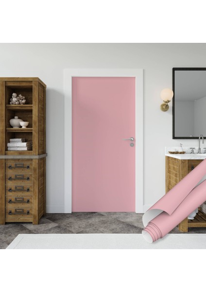 Açık Pembe Düz Renkli Yapışkan Folyolar, Düz Renk Folyo, Su Geçirmez, Isıya Dayanıklı, Banyo, Yatak Odası, Mutfak Tezgah Arası ve Ev Dekoru, Dolap, Duvar ve Mobilya Kaplama Folyosu, Dekoros modelleri
