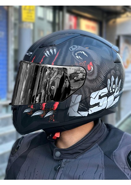 Rapıd 2 Clawn Mat Siyah-Gri-Kırmızı Kask (Prohel Balaklava Hediye)