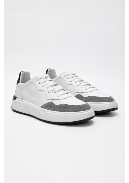 Erkek Beyaz/gri Deri Sneakers & Spor Ayakkabı 698 1078 5 Erk Ayk SK23/24