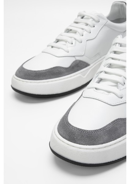 Erkek Beyaz/gri Deri Sneakers & Spor Ayakkabı 698 1078 5 Erk Ayk SK23/24