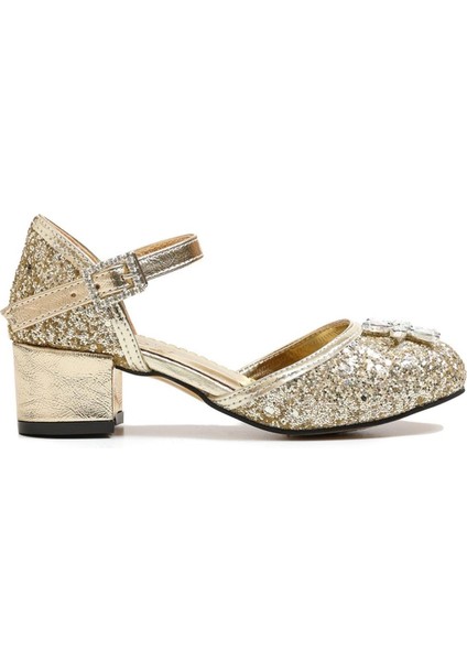 Elsa Topuklu Ayakkabı Taşlı Altın 33