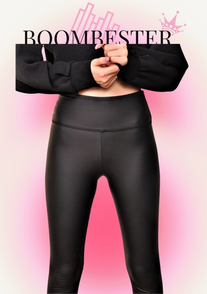 Toparlayıcı Polarlı Kışlık Deri Tayt Belden Kaymaz Yüksek Bel Mat Siyah indirimleri